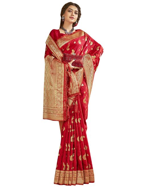 red silk saree - 18265483 - Very Small Image - 1