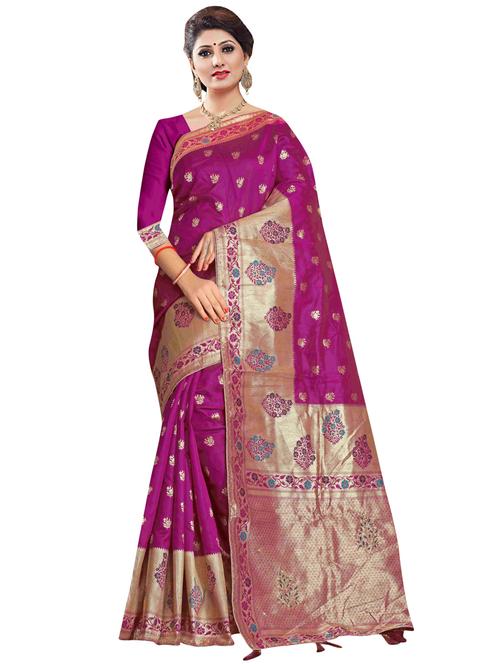 magenta art silk saree with blouse - 18265506 - Very Small Image - 1