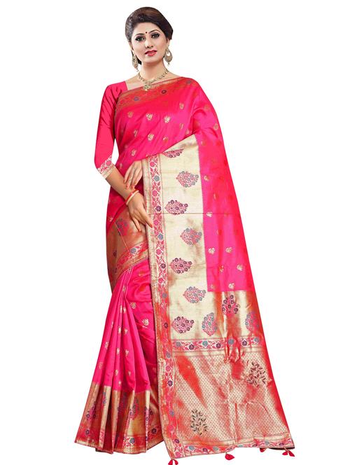 pink art silk saree - 18265508 - Very Small Image - 1