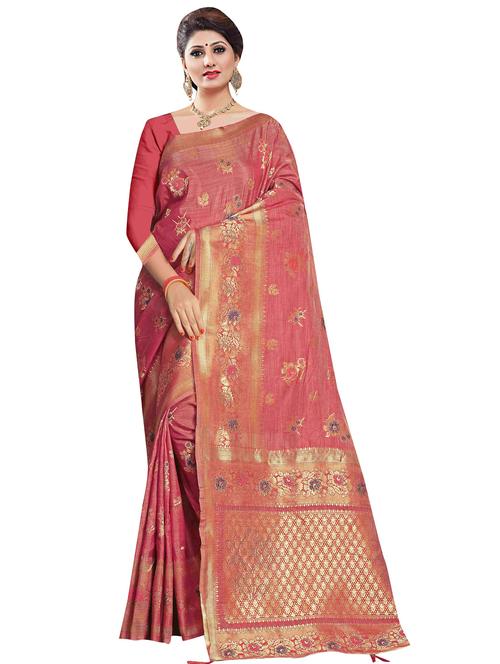 pink cotton saree with blouse - 18265523 - Very Small Image - 1