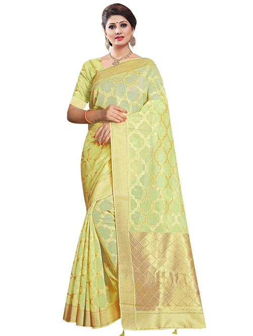 yellow cotton saree with blouse - 18265548 - Very Small Image - 1