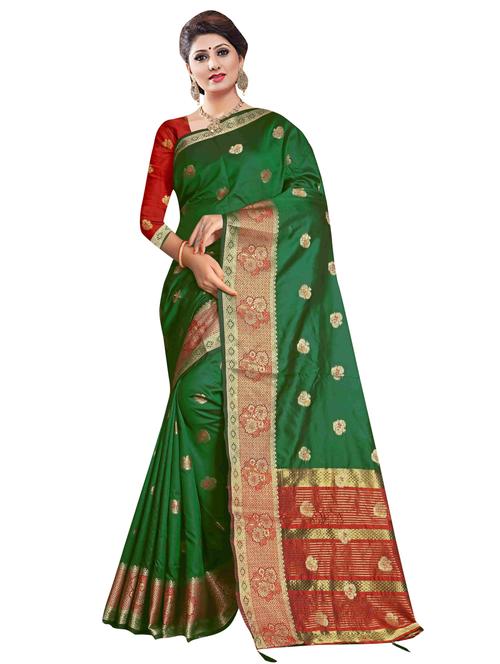 green silk saree with blouse - 18265559 - Very Small Image - 1