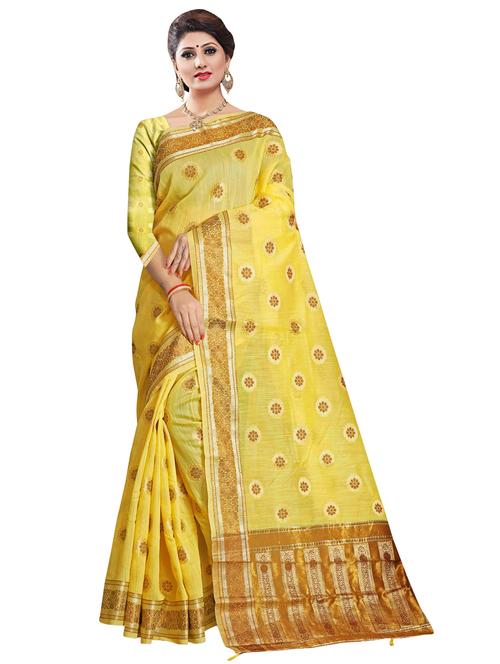 yellow art silk saree - 18265585 - Very Small Image - 1