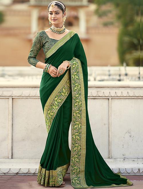 green silk blend saree - 18265788 - Very Small Image - 1