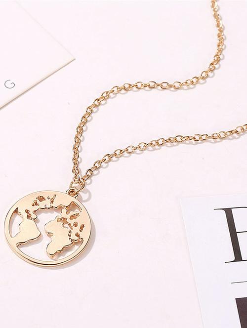 gold plated earth world pendant necklace - 18267035 - Very Small Image - 1