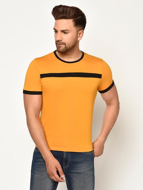 yellow chest-printed t-shirt - 18267118 - Very Small Image - 1