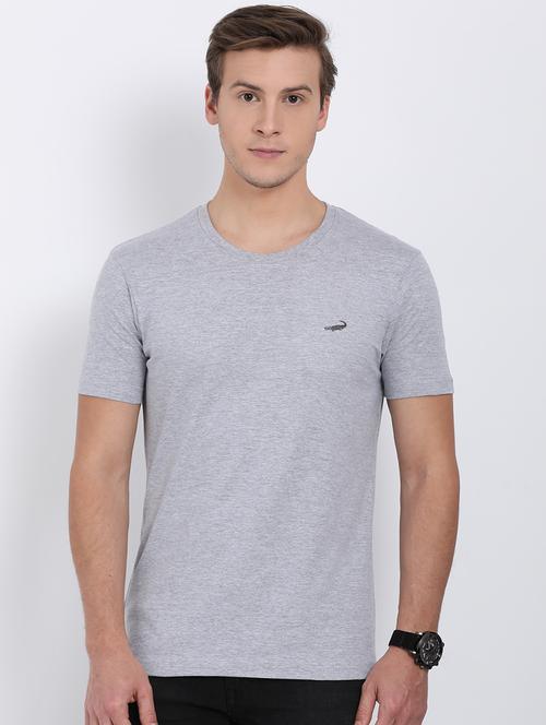 grey melange solid t-shirt - 18268786 - Very Small Image - 1