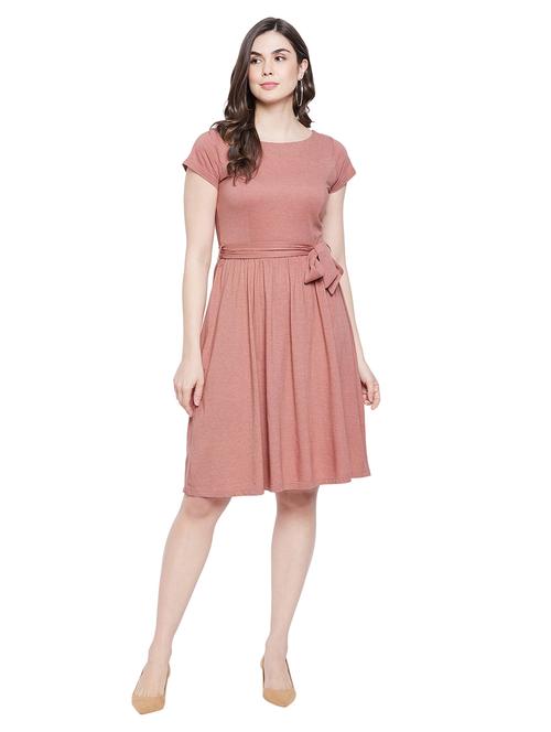 tie front solid flared dress - 18269425 - Very Small Image - 1