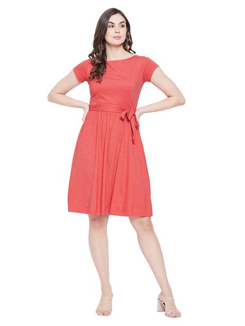 tie front solid flared dress - 18269426 - Very Small Image - 1