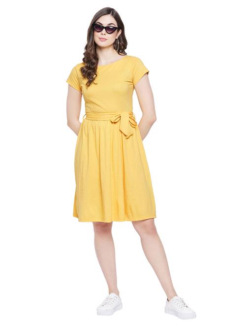 tie front solid flared dress - 18269427 - Very Small Image - 1