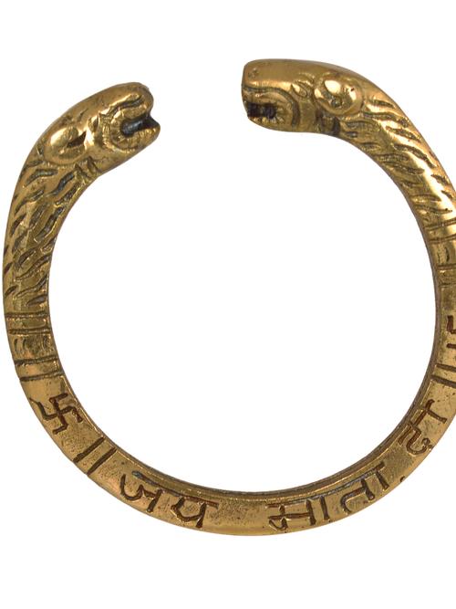 kesar zems pure brass kada lion face wrist band engraved with "jay mata di" for unisex {diameter 6 cm} - 18269504 - Very Small Image - 1
