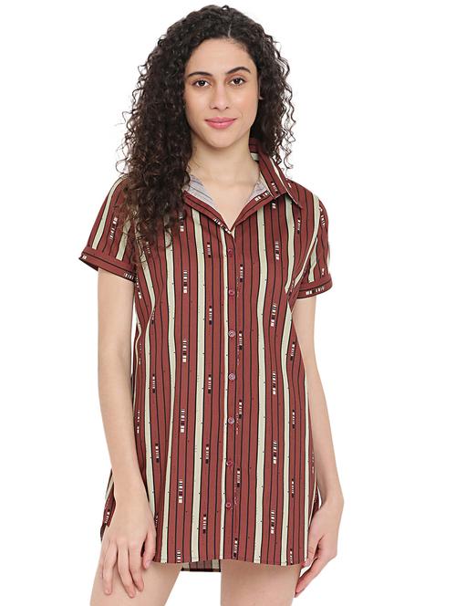 lapel neck printed sleepshirt - 18269942 - Very Small Image - 1