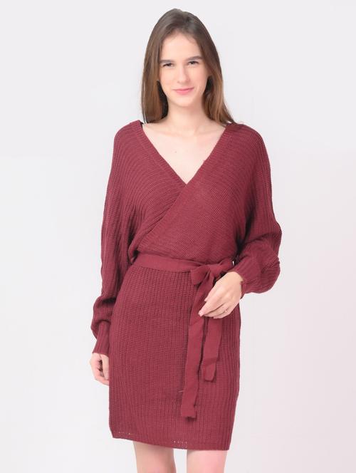 tie front solid bodycon dress - 18270055 - Very Small Image - 1