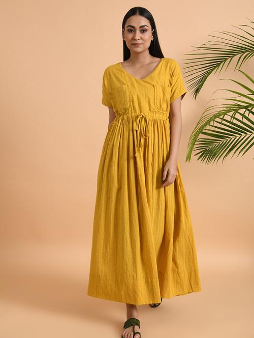 drawstring waist fit & flare dress - 18270216 - Very Small Image - 1