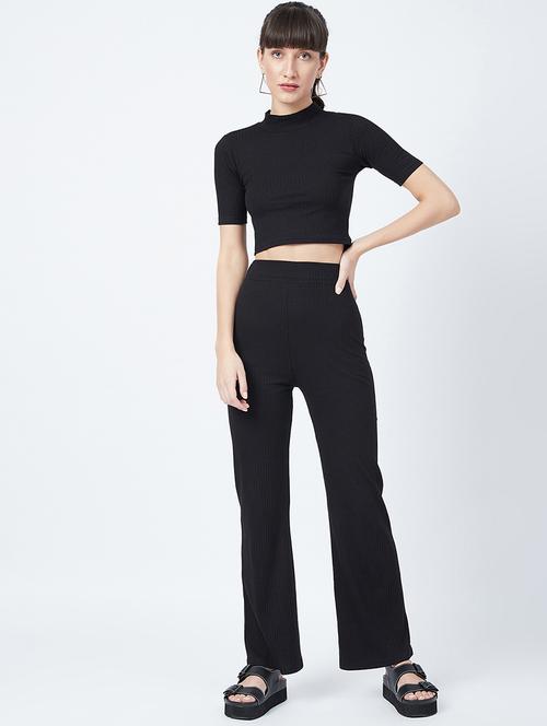 mock neck solid top with trouser set - 18270232 - Very Small Image - 1