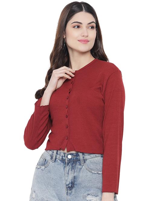 women's crop round neck top - 18270643 - Very Small Image - 1