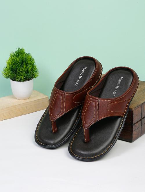 tan faux leather slip on floaters - 18270745 - Very Small Image - 1