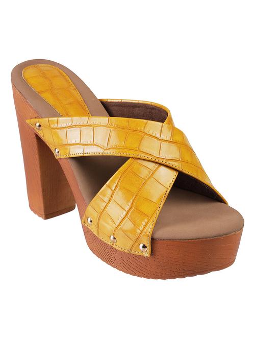 yellow synthetic slip on sandals - 18270761 - Very Small Image - 1