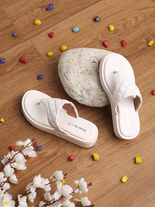 white faux leather slip on sandals - 18271029 - Very Small Image - 1