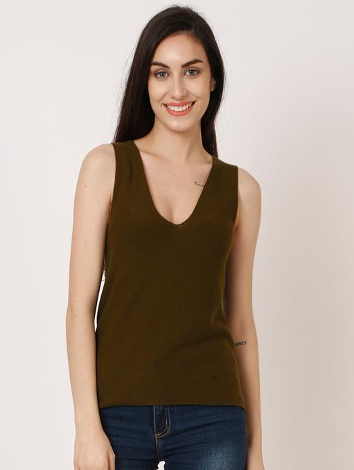 v-neck solid top - 18271272 - Very Small Image - 1