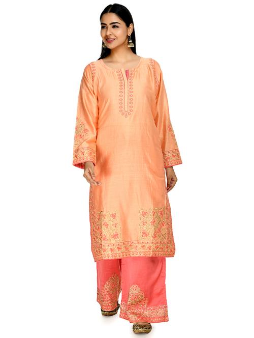 orange kurta palazzo set - 18271537 - Very Small Image - 1
