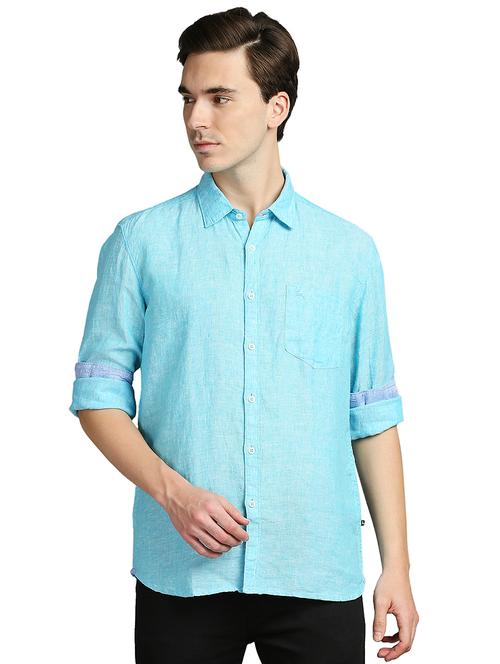 turquoise solid casual shirt - 18271567 - Very Small Image - 1
