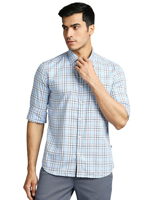 light-blue checkered casual shirt - 18271594 - Very Small Image - 1