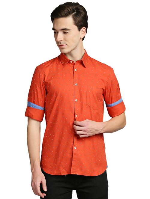 orange printed casual shirt - 18271597 - Very Small Image - 1