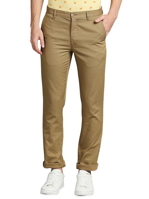 nude-brown solid casual trouser - 18271697 - Very Small Image - 1