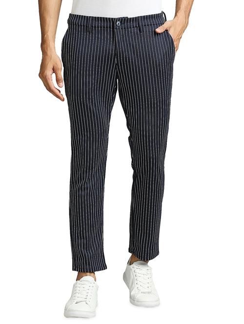 navy-blue striped casual trouser - 18271700 - Very Small Image - 1
