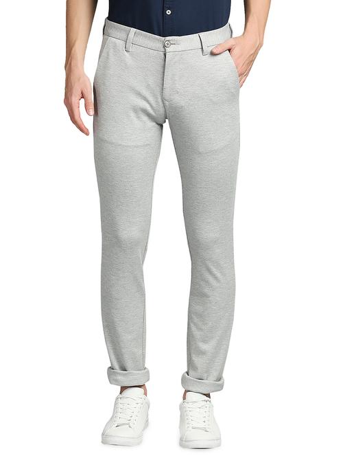 grey melange casual trouser - 18271709 - Very Small Image - 1