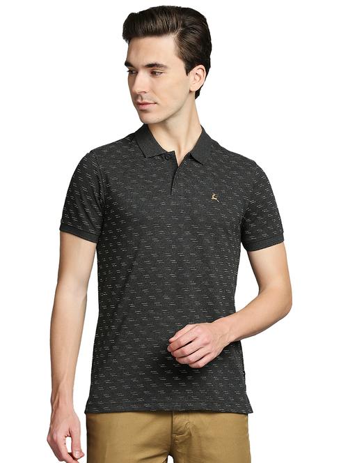 charcoal-grey printed polo t-shirt - 18271721 - Very Small Image - 1