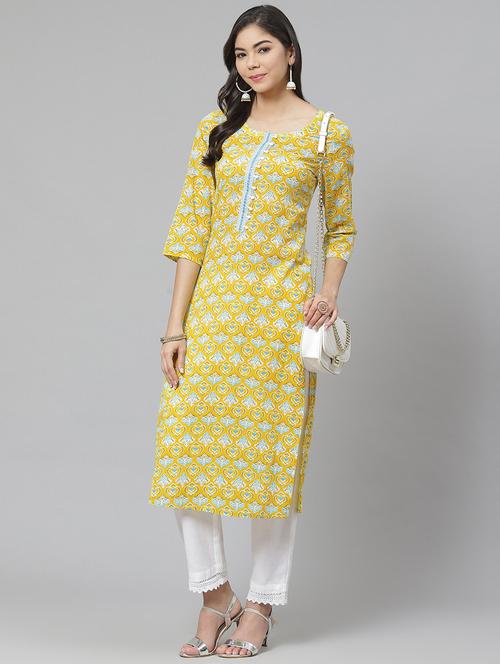yellow kurta pant set - 18272264 - Very Small Image - 1