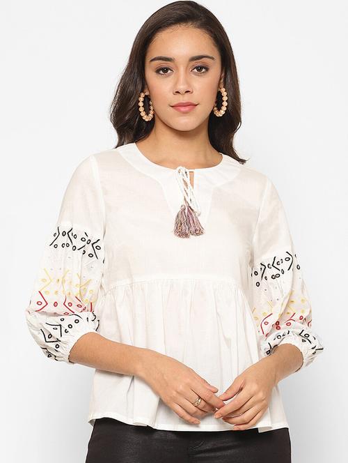 tie up solid peplum top - 18272986 - Very Small Image - 1