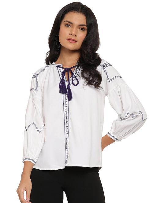 tie up neck solid regular top - 18272991 - Very Small Image - 1