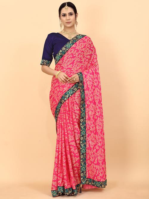 self design brocade saree with blouse - 18273069 - Very Small Image - 1