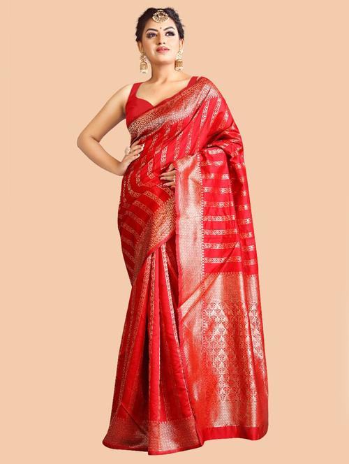 self design woven saree with blouse - 18273210 - Very Small Image - 1