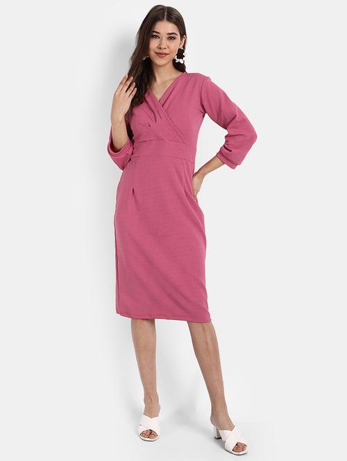 long-sleeved blouson solid dress - 18273368 - Very Small Image - 1