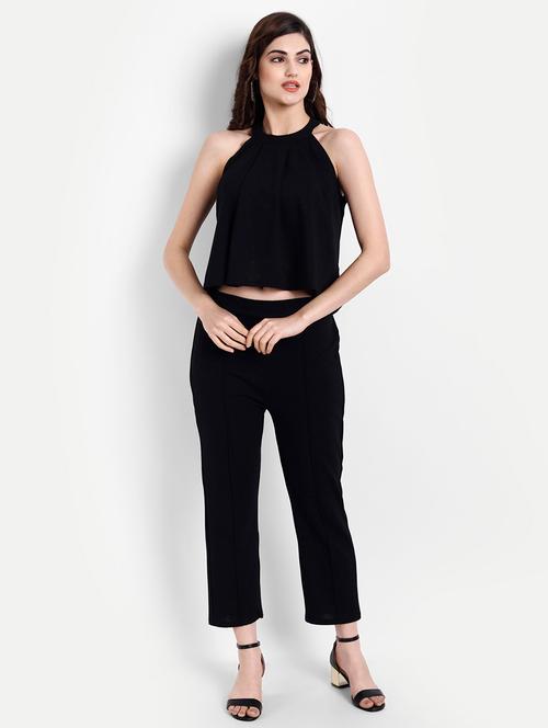 halter neck solid top and trouser set - 18273450 - Very Small Image - 1