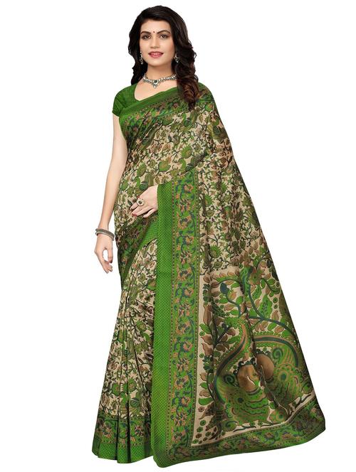 green art silk printed saree - 18274155 - Very Small Image - 1