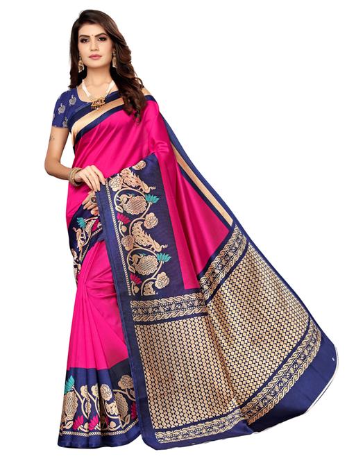 pink art silk printed saree - 18274172 - Very Small Image - 1