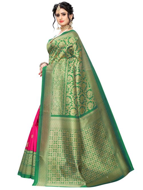 green art silk printed saree - 18274177 - Very Small Image - 1