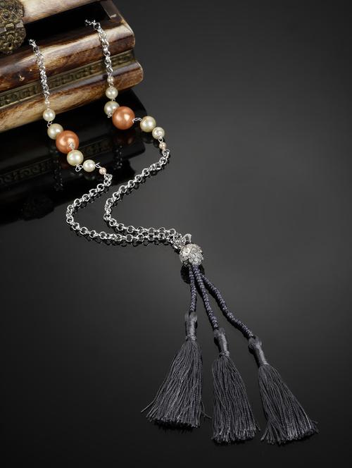 pearls, natural stones gray, silver, brown layered necklace - 18274243 - Very Small Image - 1