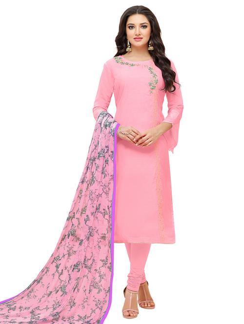 pink printed unstitched suit - 18274343 - Very Small Image - 1