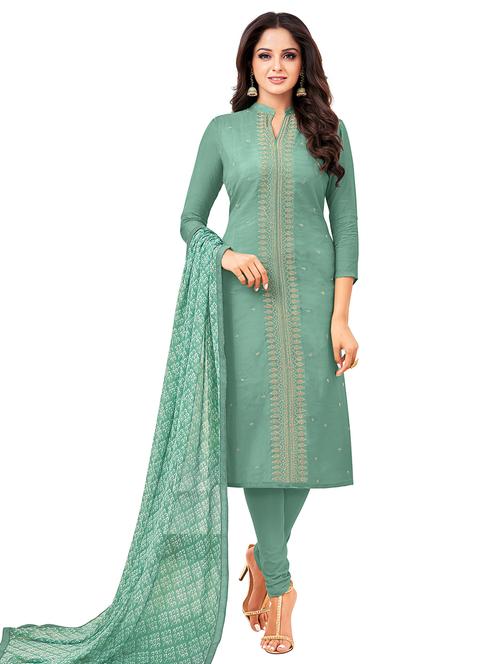 turquoise printed unstitched suit - 18274347 - Very Small Image - 1