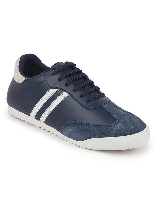 navy pu lace up sneakers - 18274779 - Very Small Image - 1