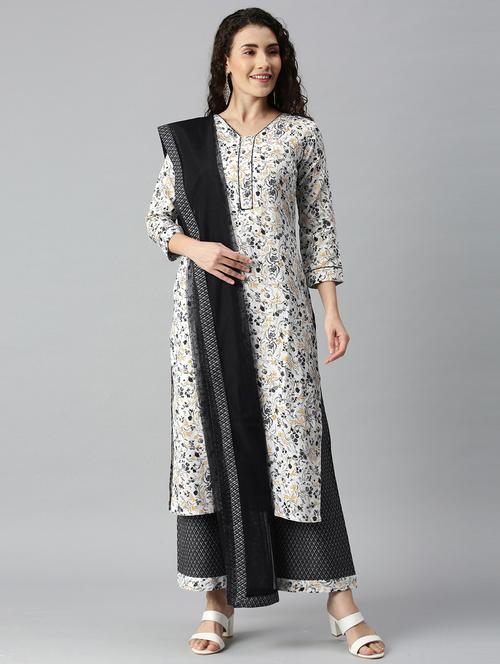 printed unstitched suit set - 18274844 - Very Small Image - 1