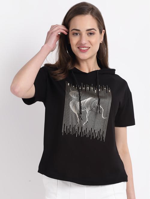 hooded neck graphic top - 18274918 - Very Small Image - 1