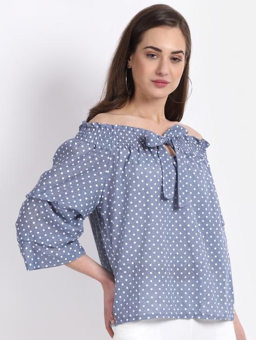 off shoulder polka dot top - 18274934 - Very Small Image - 1