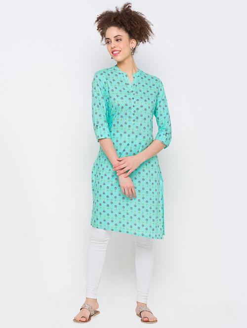 printed straight kurta - 18275004 - Very Small Image - 1